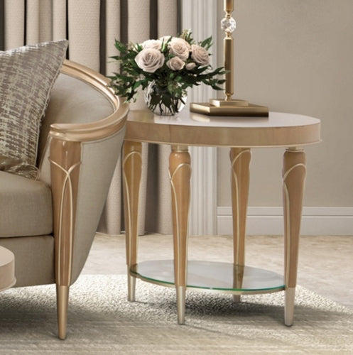AICO Villa Cherie End Table in Caramel - Visions in Furniture (La Mirada, CA)