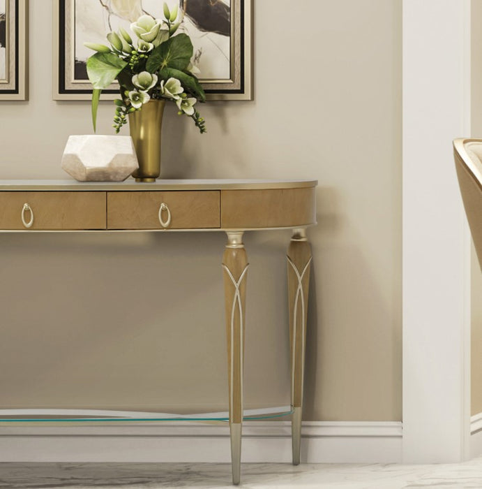 AICO Villa Cherie Console Table in Caramel - Visions in Furniture (La Mirada, CA)