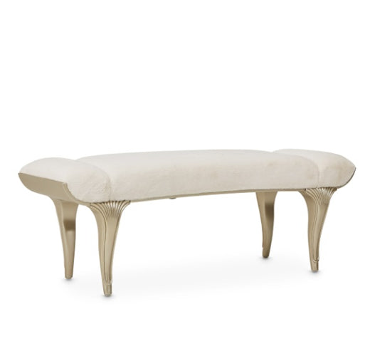 AICO Villa Cherie Tufted Bed Bench in Hazelnut - Visions in Furniture (La Mirada, CA)