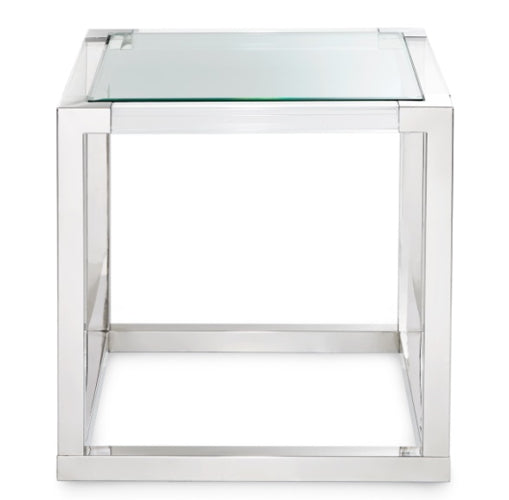 AICO Furniture State St. Square End Table in Stainless Steel - Visions in Furniture (La Mirada, CA)