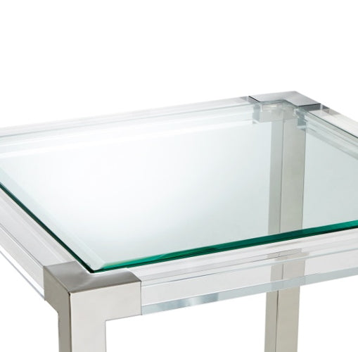 AICO Furniture State St. Square End Table in Stainless Steel - Visions in Furniture (La Mirada, CA)