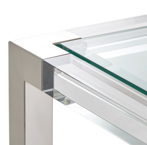 AICO Furniture State St. Square End Table in Stainless Steel - Visions in Furniture (La Mirada, CA)