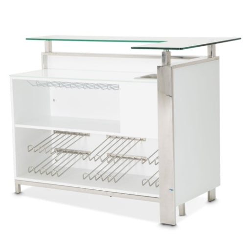 AICO Furniture State St. Bar Table in Glossy White - Visions in Furniture (La Mirada, CA)