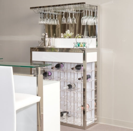 AICO Furniture State St. Wall Bar in Glossy White - Visions in Furniture (La Mirada, CA)