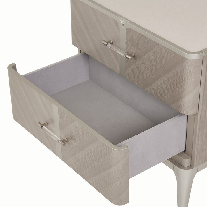 AICO Lanterna Nightstand in Silver Mist - Visions in Furniture (La Mirada, CA)