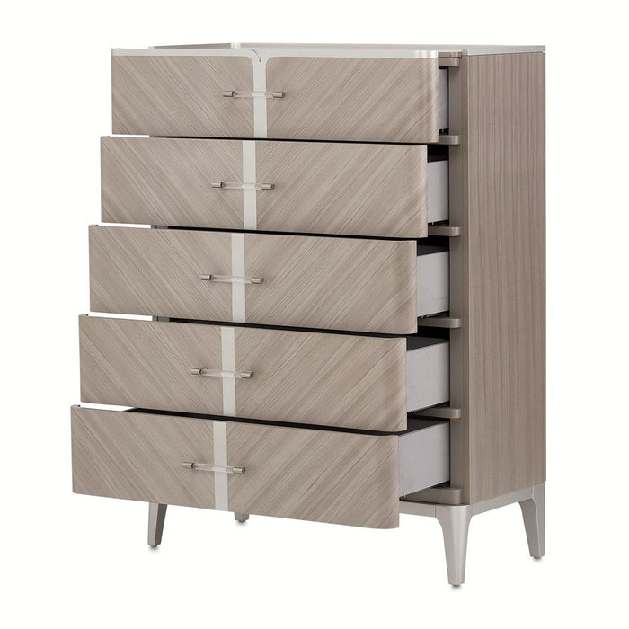 AICO Lanterna Highboy Chest in Silver Mist - Visions in Furniture (La Mirada, CA)