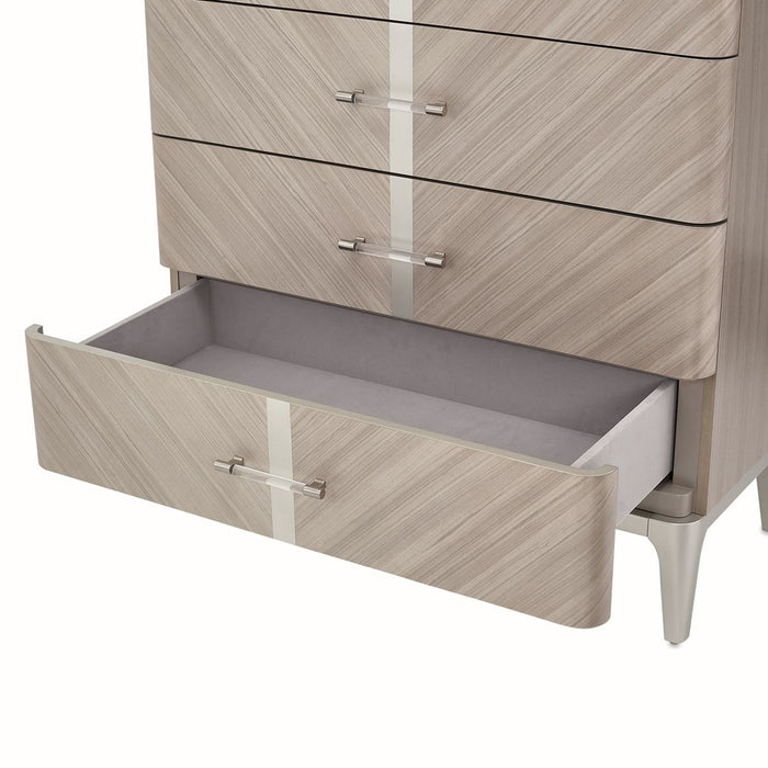 AICO Lanterna Highboy Chest in Silver Mist - Visions in Furniture (La Mirada, CA)