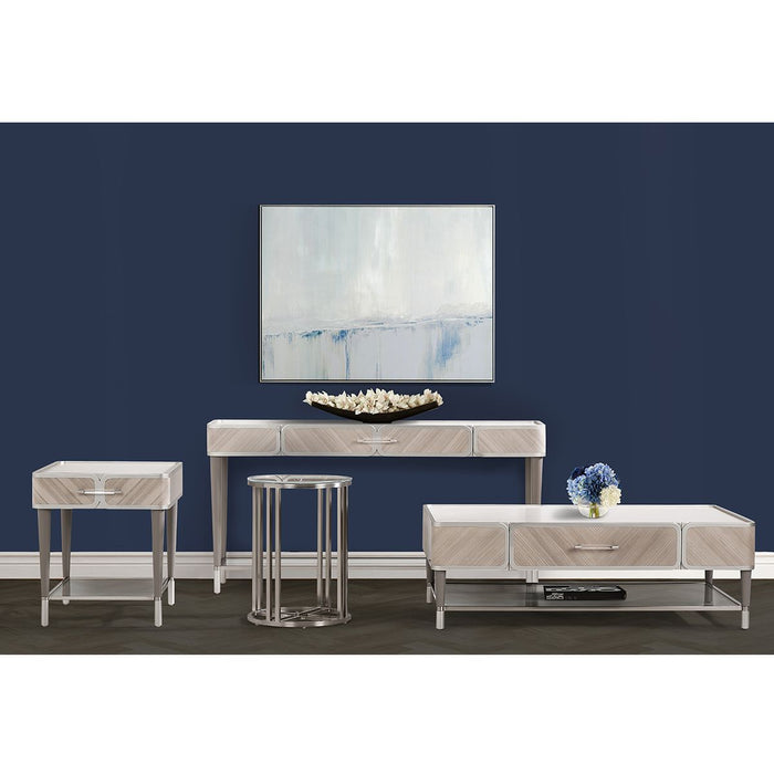 AICO Lanterna Chairside Table in Silver Mist - Visions in Furniture (La Mirada, CA)