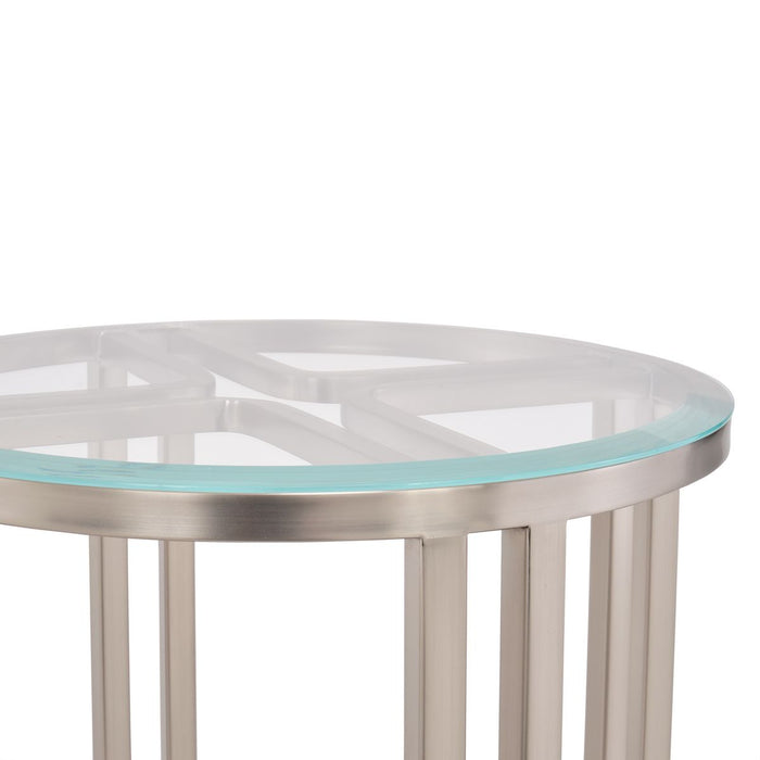 AICO Lanterna Chairside Table in Silver Mist - Visions in Furniture (La Mirada, CA)