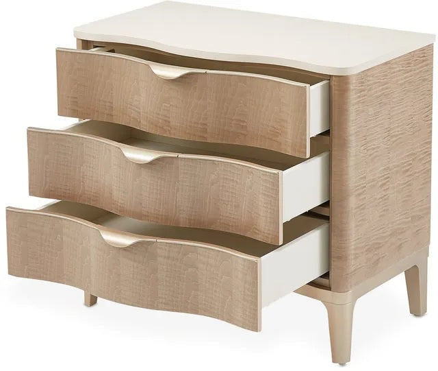 AICO Malibu Crest 3 Drawer Nightstand in Blush - Visions in Furniture (La Mirada, CA)