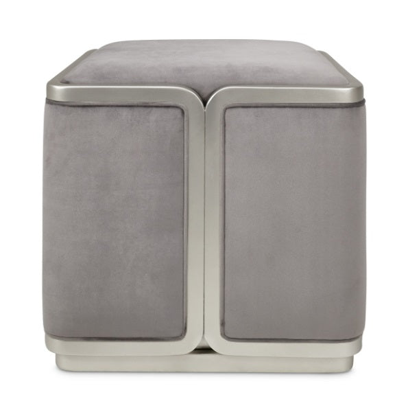 AICO Furniture Linea Linea Ottoman Gray Pearl in Silver Mist - Visions in Furniture (La Mirada, CA)