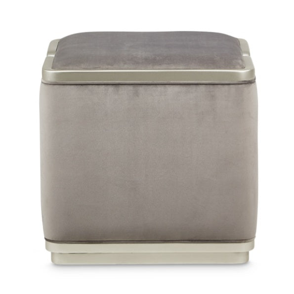 AICO Furniture Linea Linea Ottoman Gray Pearl in Silver Mist - Visions in Furniture (La Mirada, CA)