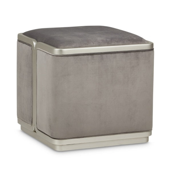 AICO Furniture Linea Linea Ottoman Gray Pearl in Silver Mist - Visions in Furniture (La Mirada, CA)