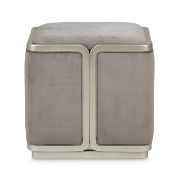 AICO Furniture Linea Linea Ottoman Gray Pearl in Silver Mist - Visions in Furniture (La Mirada, CA)