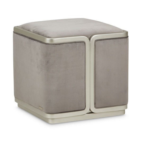 AICO Furniture Linea Linea Ottoman Gray Pearl in Silver Mist - Visions in Furniture (La Mirada, CA)