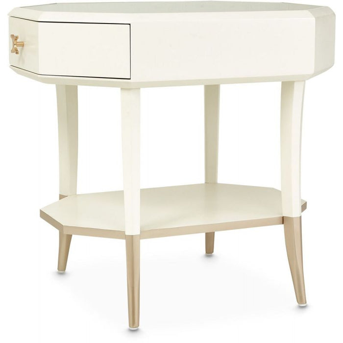 AICO La Rachelle Octagonal End Table w/ Drawer in Medium Champagne - Visions in Furniture (La Mirada, CA)