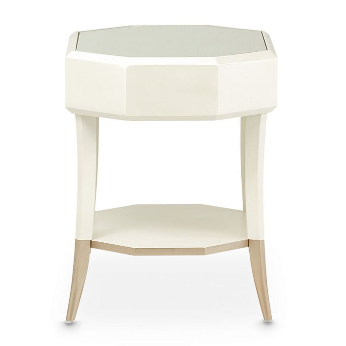 AICO La Rachelle Octagonal End Table w/ Drawer in Medium Champagne - Visions in Furniture (La Mirada, CA)