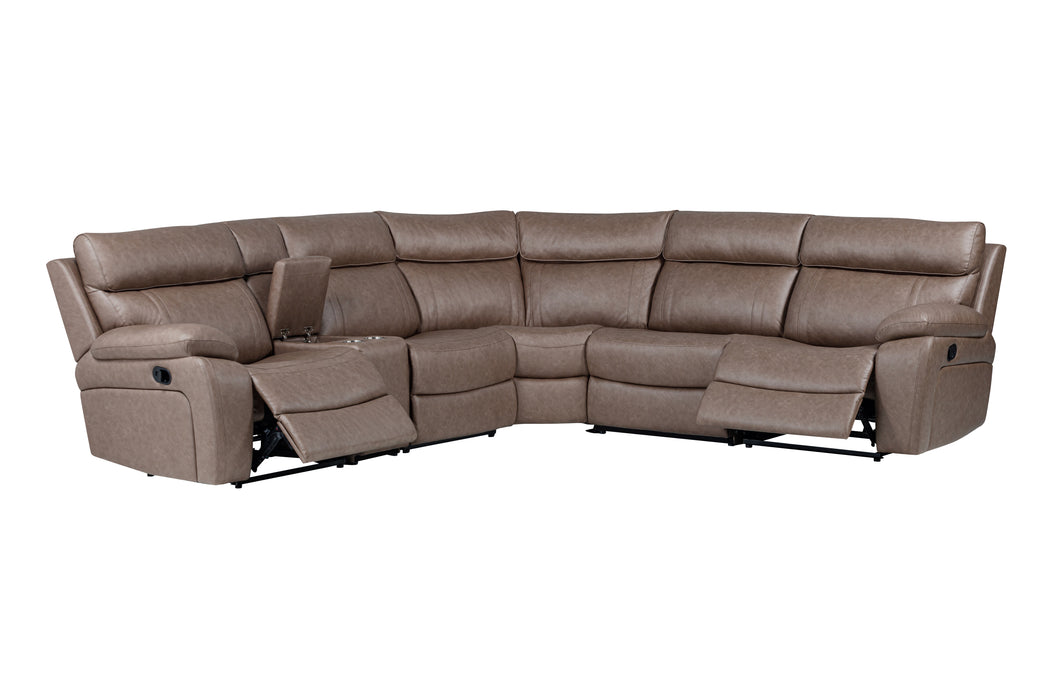 Parker Living Theon - Stokes Toffee 6 Piece Modular Manual Reclining Sectional and Entertainment Console