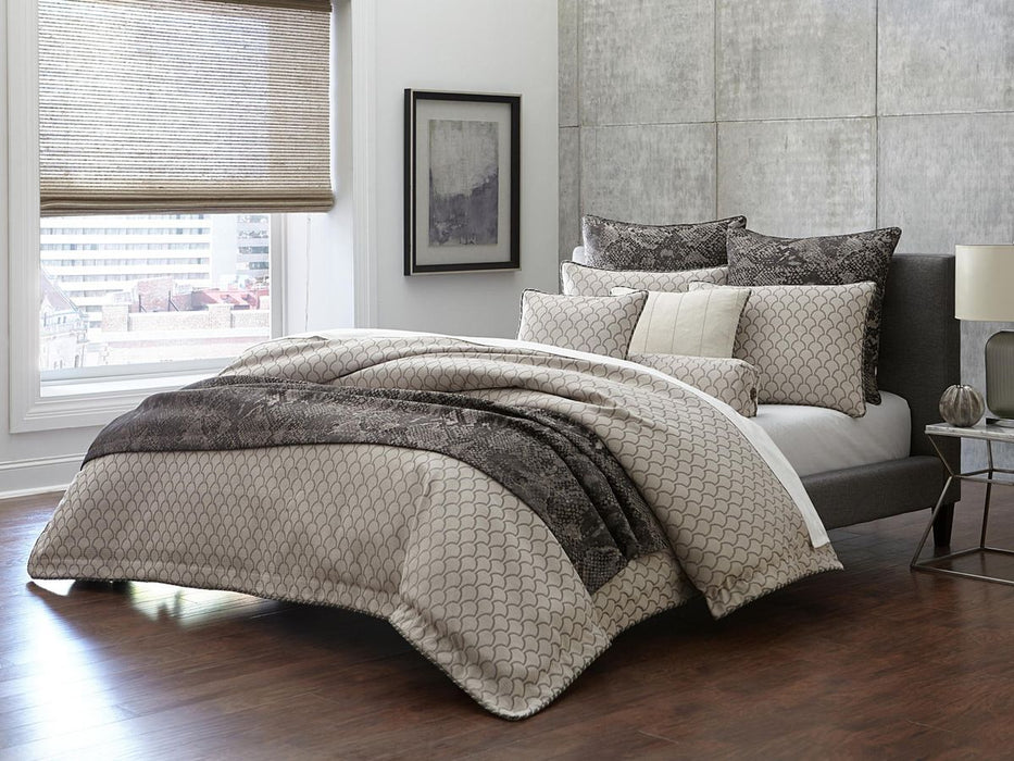 AICO Paragon 9-pc Queen Comforter Set in Taupe - Visions in Furniture (La Mirada, CA)