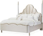 AICO Malibu Crest Queen Scalloped Poster Bed in Chardonnay - Visions in Furniture (La Mirada, CA)