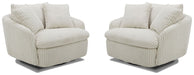 Parker Living Boomer - Mega Ivory Large Swivel Chair with 2 Toss Pillows Two Pack