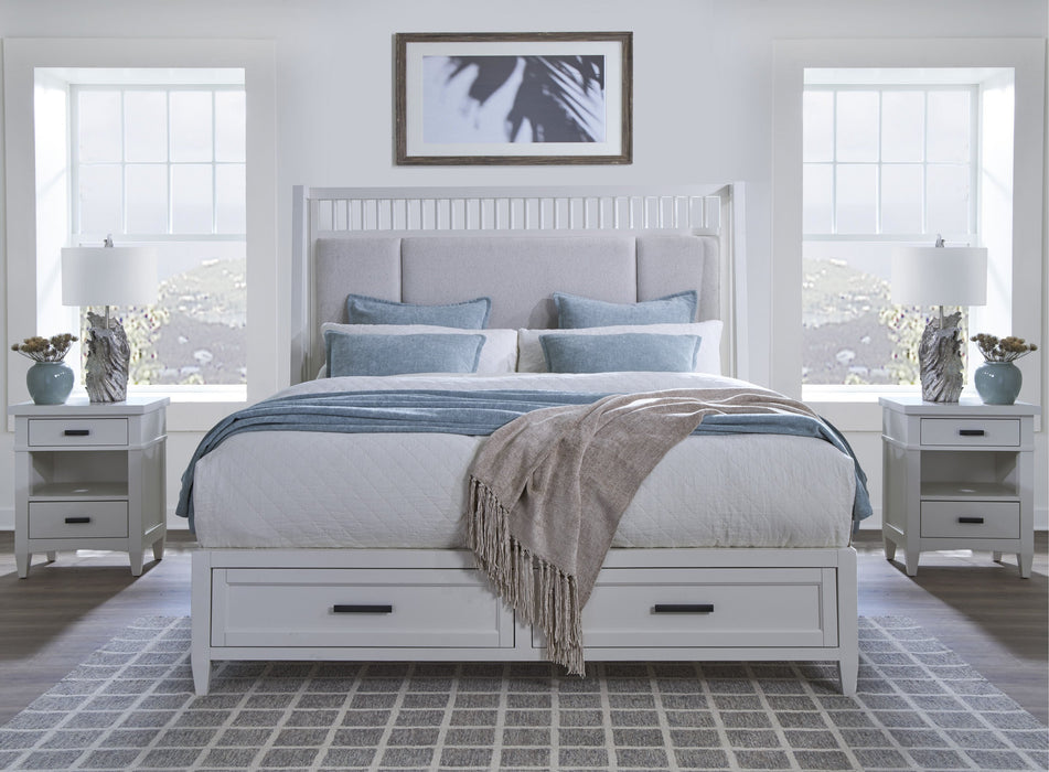 Parker House Americana Modern Bedroom Queen Shelter Bed with 2 Nightstands
