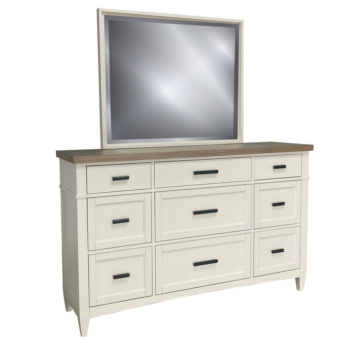 Parker House Americana Modern Bedroom King Shelter Bed 2 Nightstands Dresser with Mirror and Chest