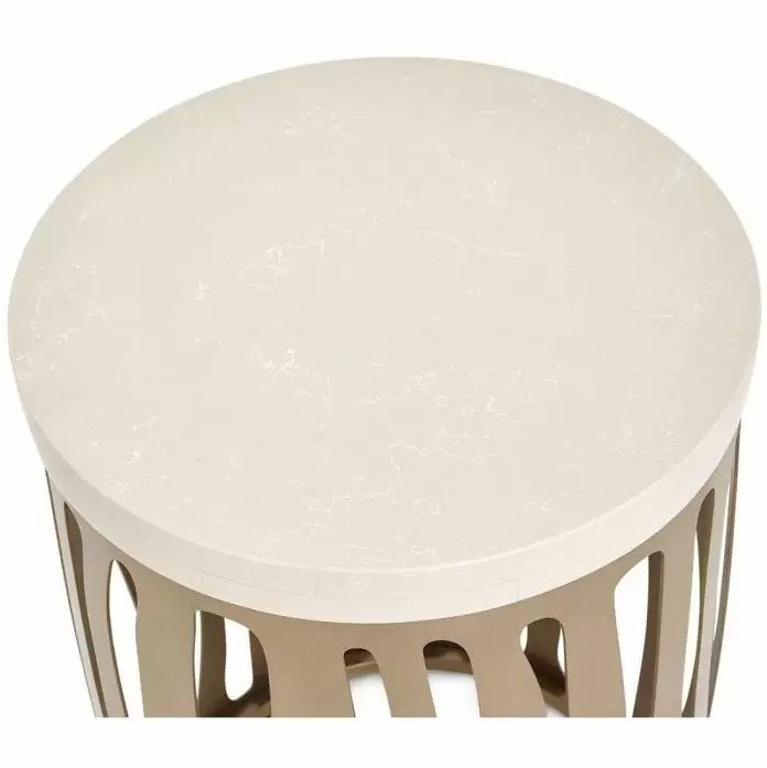 AICO La Rachelle Round Chair Side Table w/ Metal Base in Medium Champagne - Visions in Furniture (La Mirada, CA)