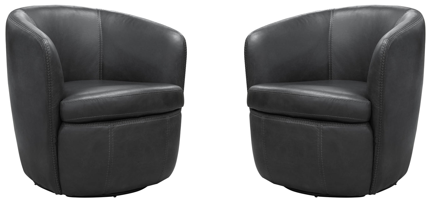 Parker Living Barolo - Vintage Slate 100% Italian Leather Swivel Club Chair Two Pack