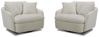 Parker Living Boomer - Utopia Sand Large Swivel Chair with 2 Toss Pillows Two Pack