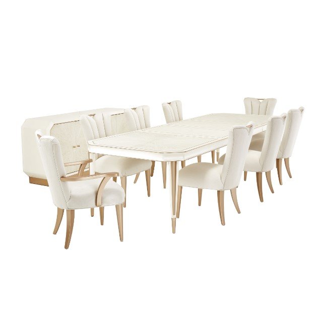 AICO La Rachelle Rectangular Dining Table in Medium Champagne - Visions in Furniture (La Mirada, CA)