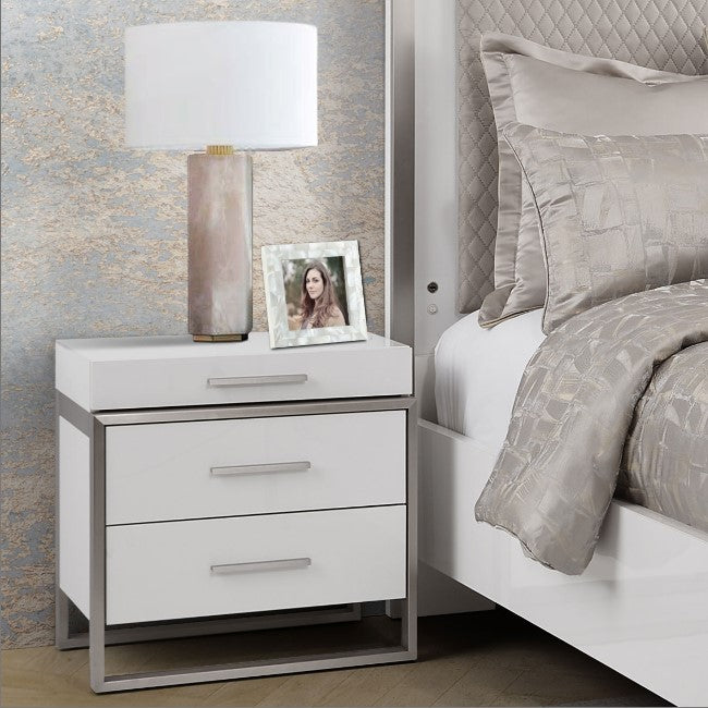 AICO Marquee Nightstand in Cloud White - Visions in Furniture (La Mirada, CA)
