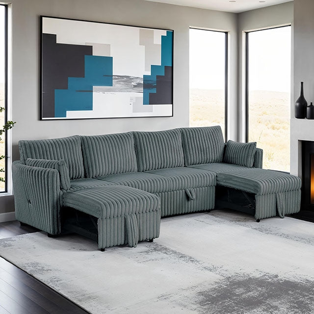 Denholme U-Sectional w/ Pull Out - Visions in Furniture (La Mirada, CA)