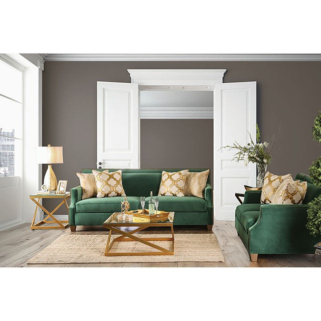 VERDANTE Emerald Green/Gold Sofa - Visions in Furniture (La Mirada, CA)