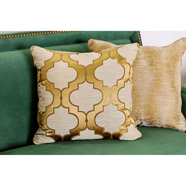 VERDANTE Emerald Green/Gold Sofa - Visions in Furniture (La Mirada, CA)