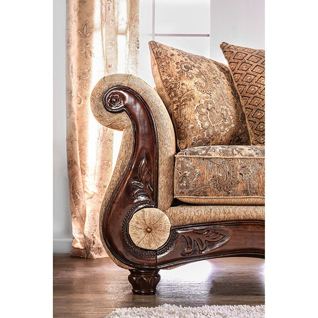 NICANOR Tan/Gold Sofa - Visions in Furniture (La Mirada, CA)