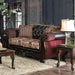 Quirino Burgundy/Dark Brown Love Seat - Visions in Furniture (La Mirada, CA)