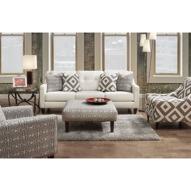 PARKER Gray/Pattern Ottoman - Visions in Furniture (La Mirada, CA)