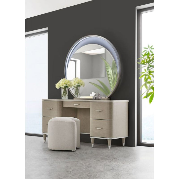 AICO Eclipse Vanity Stool in Moonlight - Visions in Furniture (La Mirada, CA)