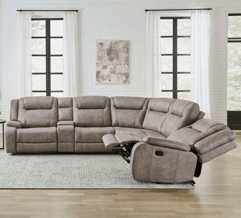 Parker Living Blake - Desert Taupe 6 Piece Modular Reclining Sectional and Entertainment Console