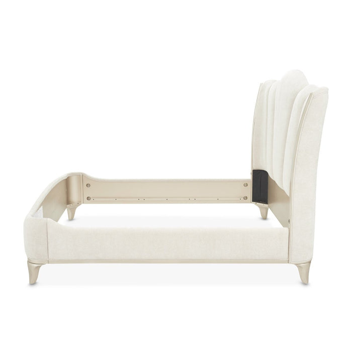 AICO Furniture La Marisia Queen Upholstered Platform Bed in Creamy Pearl - Visions in Furniture (La Mirada, CA)
