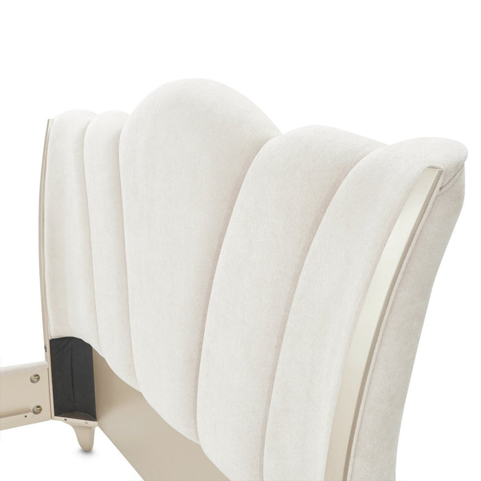 AICO Furniture La Marisia Queen Upholstered Platform Bed in Creamy Pearl - Visions in Furniture (La Mirada, CA)