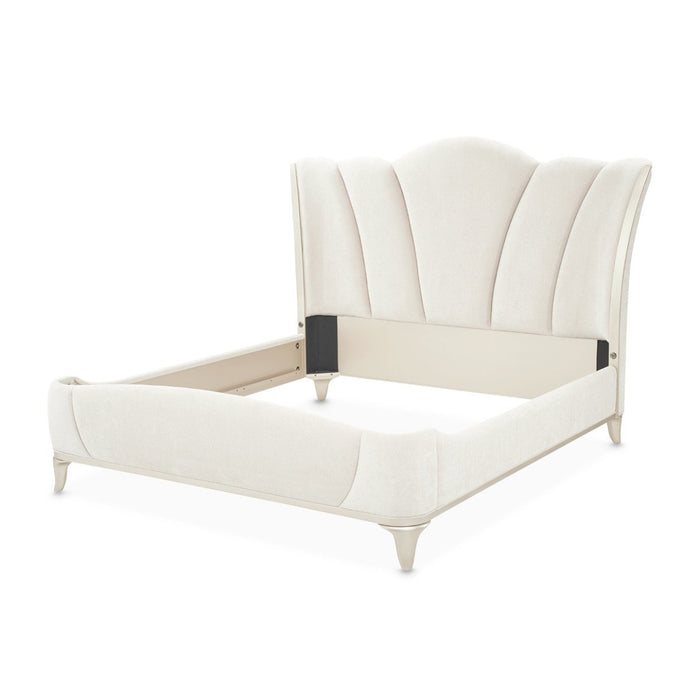 AICO Furniture La Marisia Queen Upholstered Platform Bed in Creamy Pearl - Visions in Furniture (La Mirada, CA)