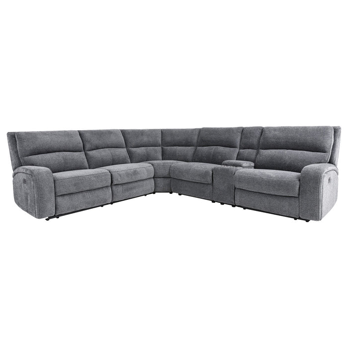 Parker Living Polaris - Bizmark Grey 6 Piece Modular Power Reclining Sectional with Power Adjustable Headrests