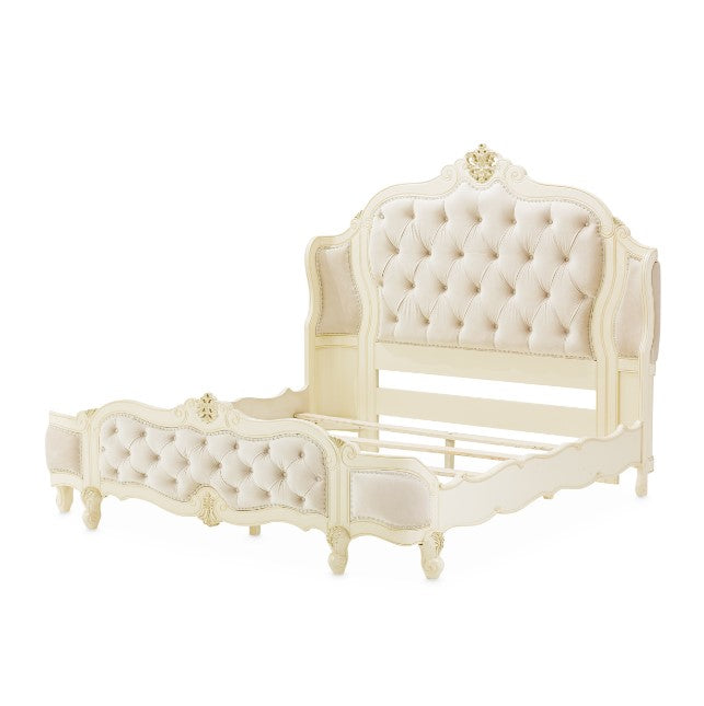 AICO Lavelle Cal King Wing Mansion Bed in Classic Pearl - Visions in Furniture (La Mirada, CA)