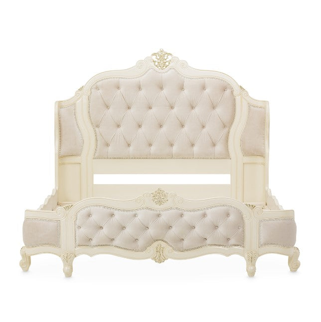 AICO Lavelle Cal King Wing Mansion Bed in Classic Pearl - Visions in Furniture (La Mirada, CA)