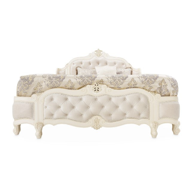 AICO Lavelle Queen Wing Mansion Bed in Classic Pearl - Visions in Furniture (La Mirada, CA)