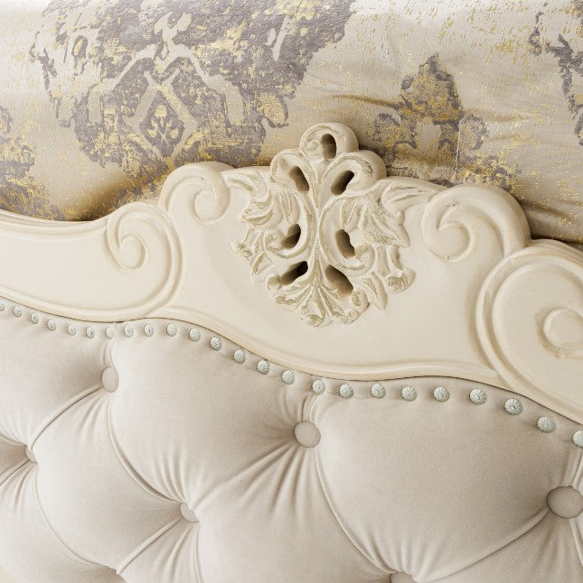 AICO Lavelle Cal King Wing Mansion Bed in Classic Pearl - Visions in Furniture (La Mirada, CA)