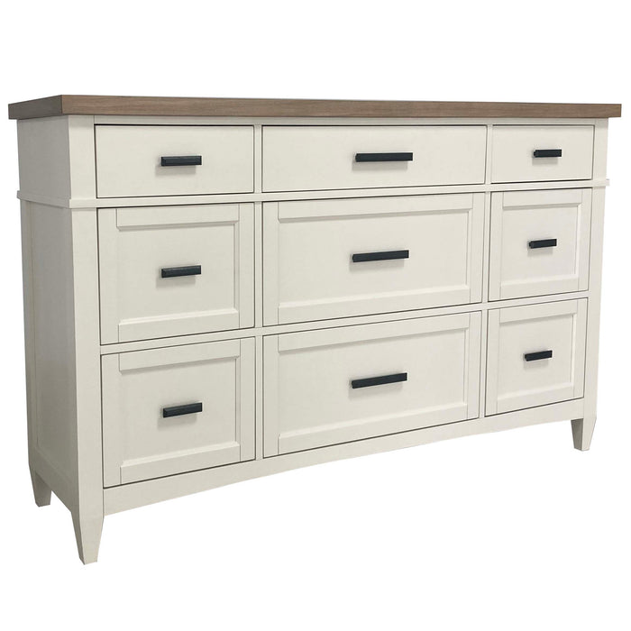 Parker House Americana Modern Bedroom Queen Shelter Bed 2 Nightstands Dresser with Mirror and Chest